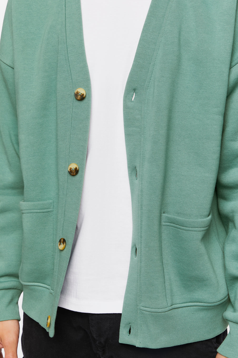 Button-Front Cardigan Sweater Green