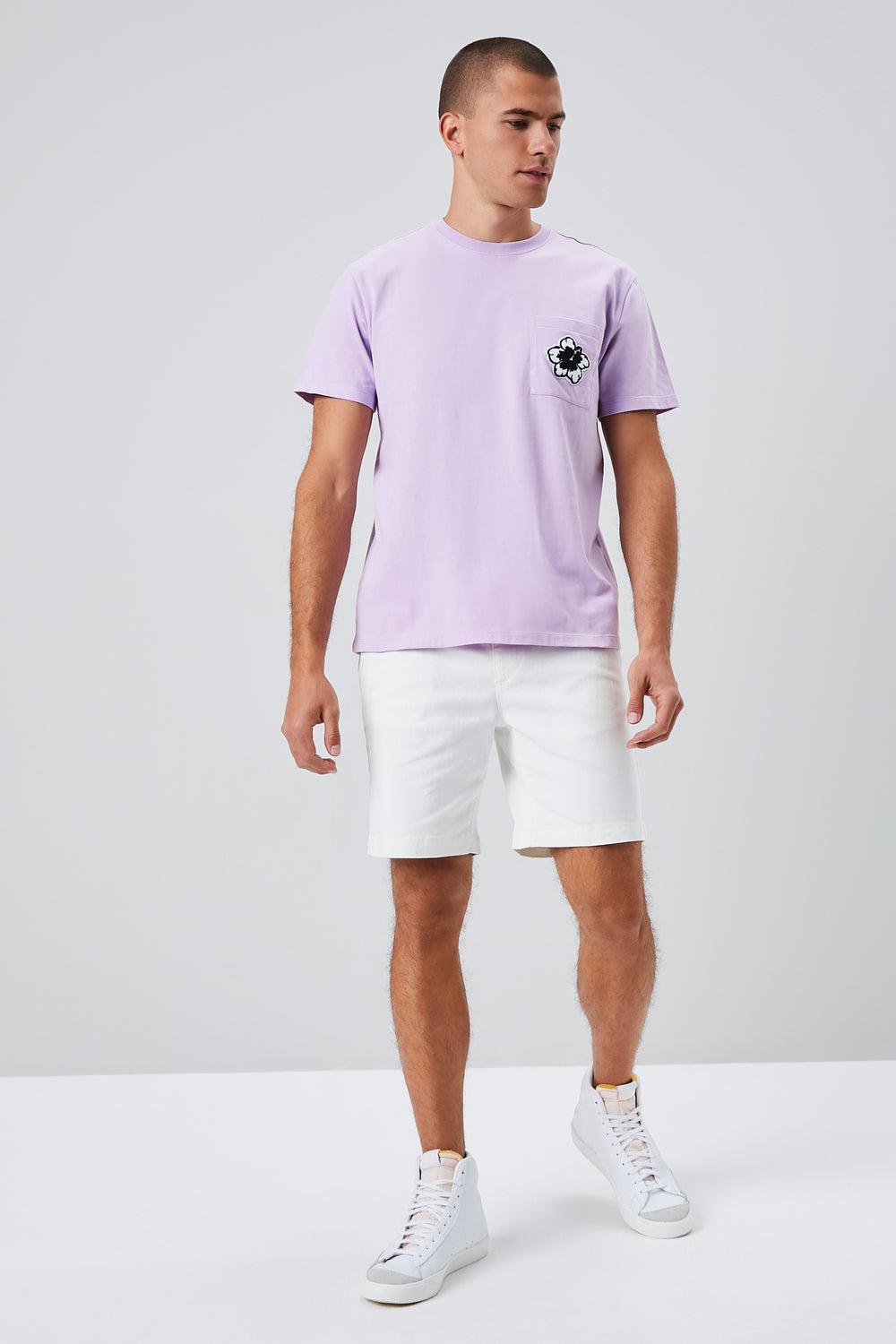 Tropical Floral Graphic Crew Neck Tee Lilac