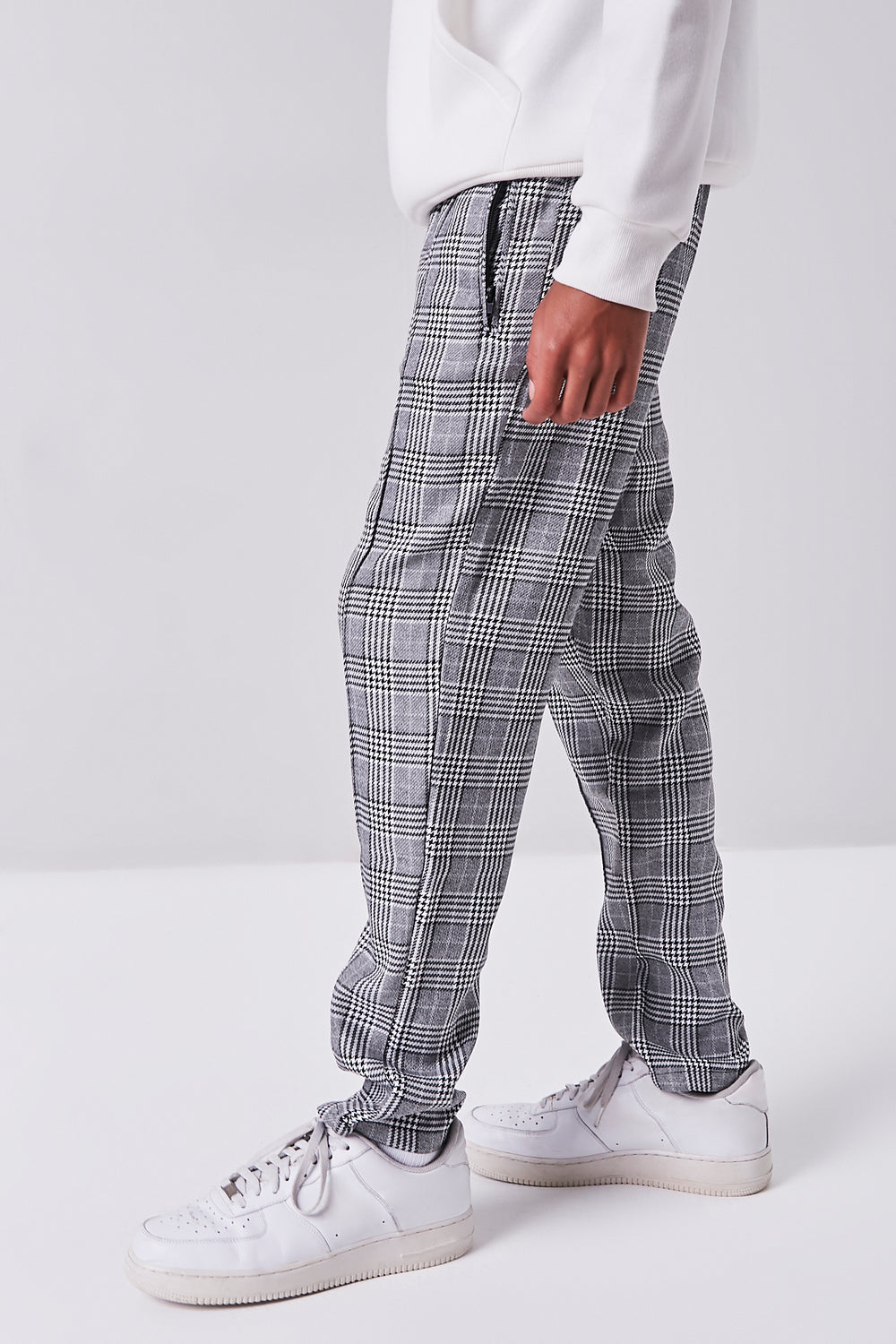 Plaid Slim-Fit Pants Grey