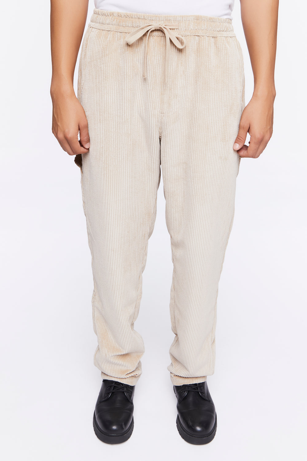 Ribbed Drawstring Pants Taupe