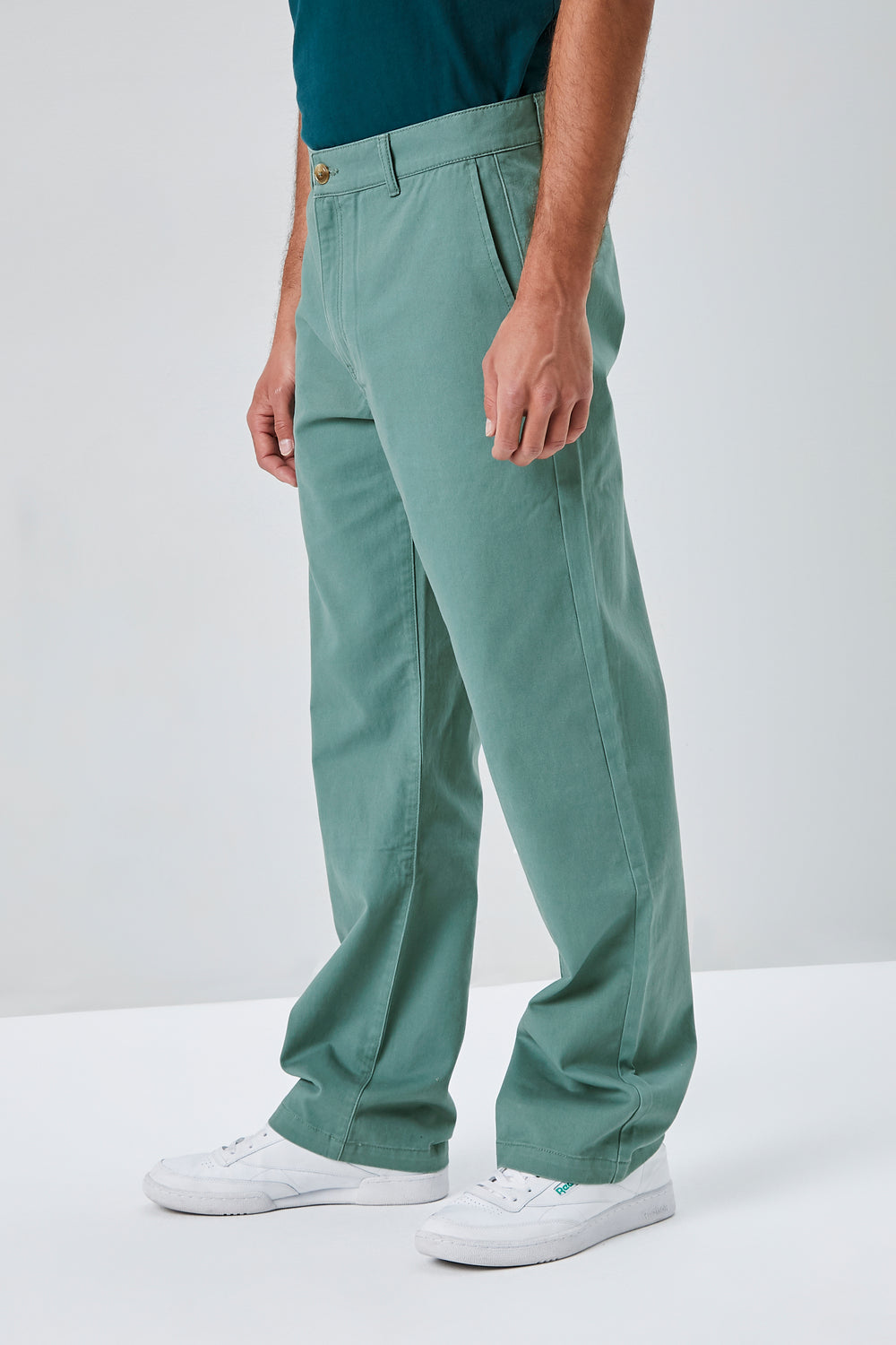 Cotton Straight-Leg Pants Green