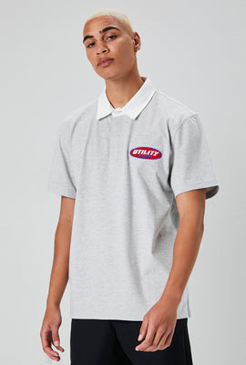 Link to Utility Department Patch Polo Shirt Heather Grey