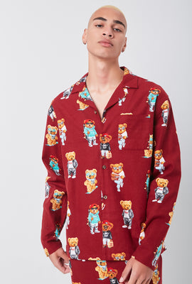 Link to Teddy Bear Print Pajama Shirt Red