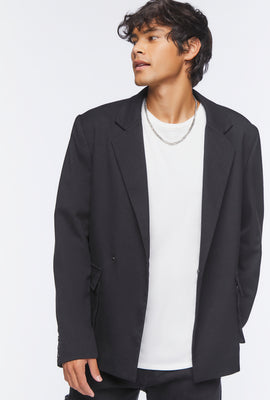 Link to Notched Button-Front Blazer Black