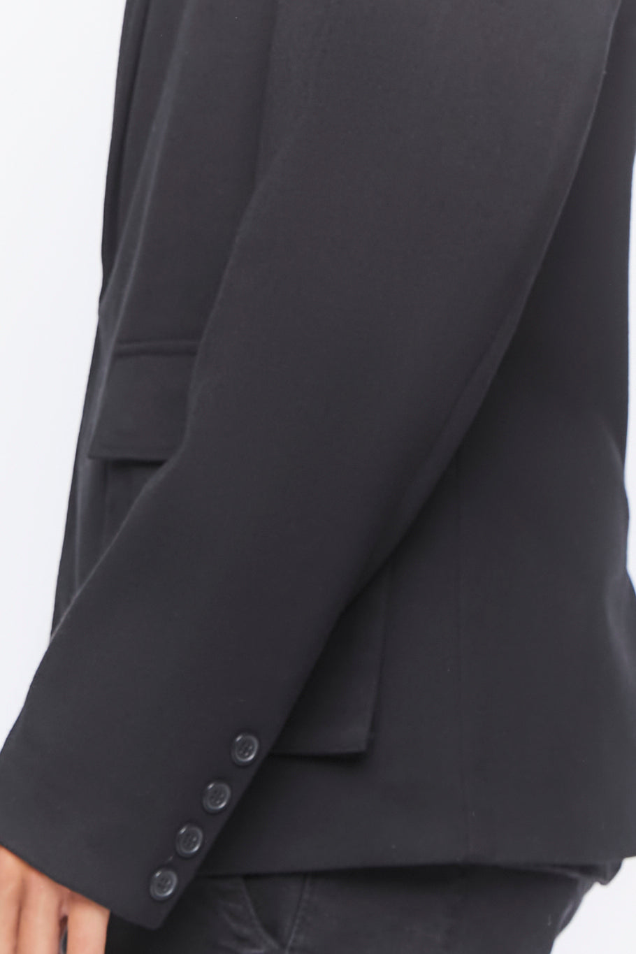 Notched Button-Front Blazer Black