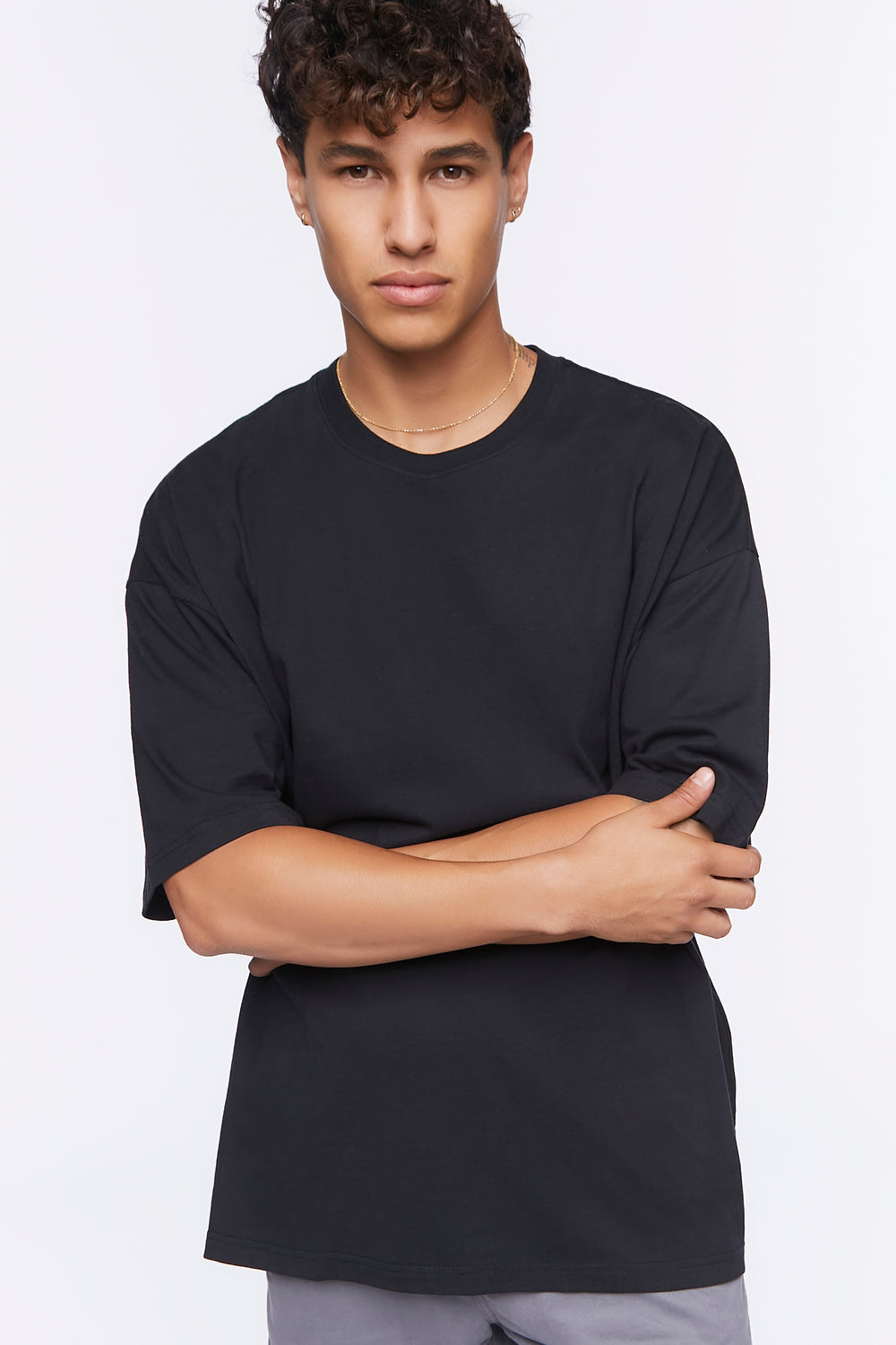 Oversized Cotton Crew Tee Black