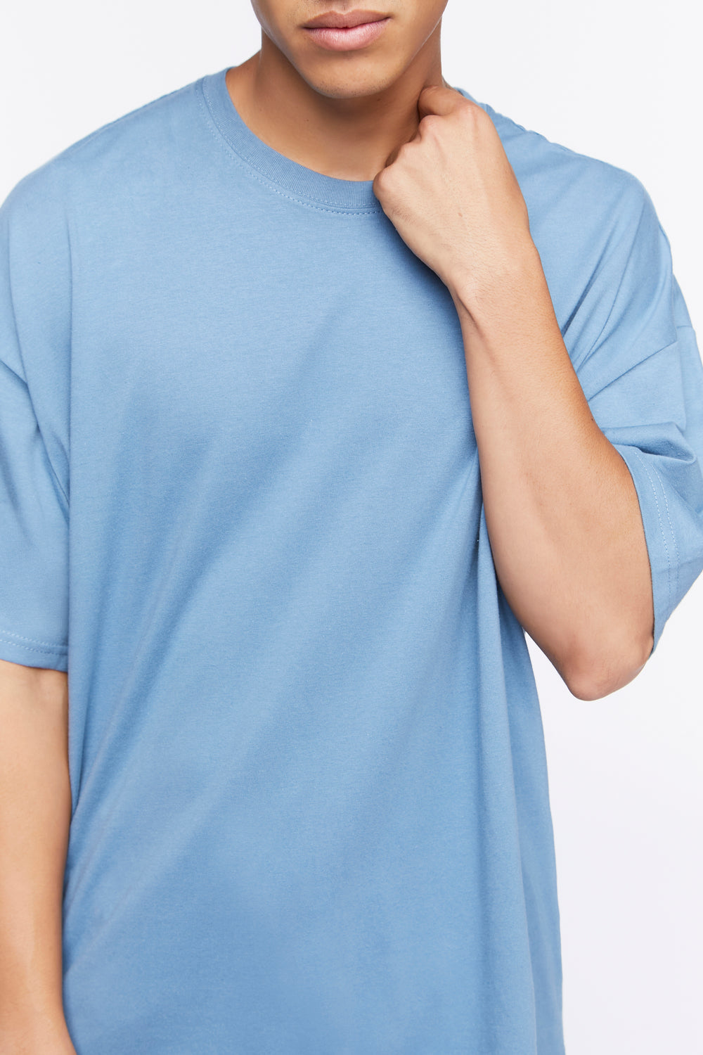 Oversized Cotton Crew Tee Blue