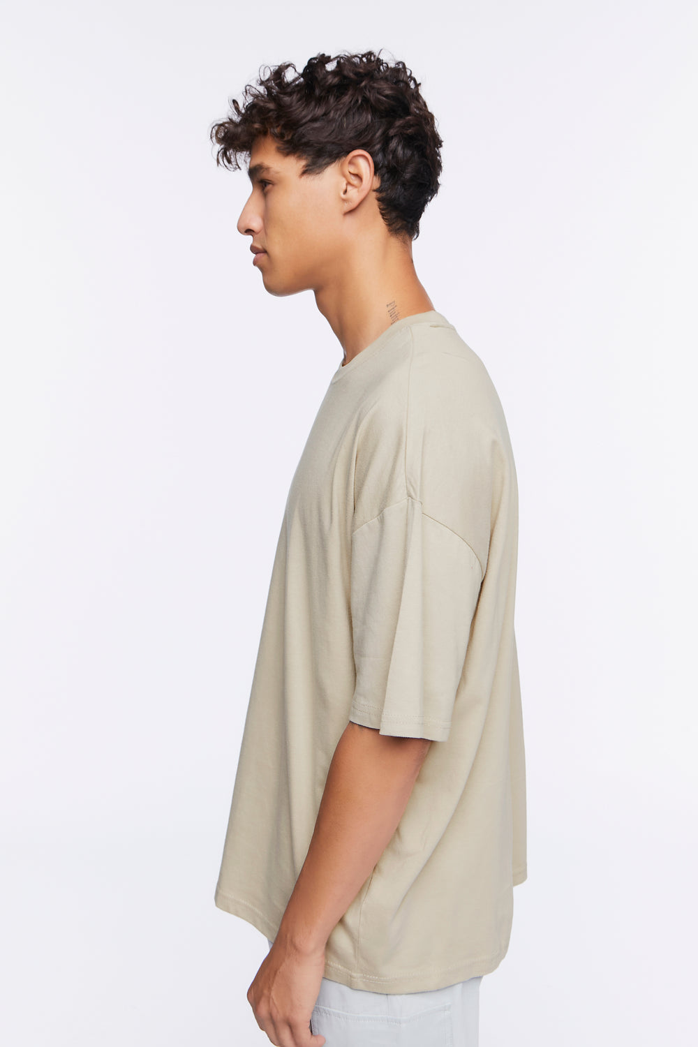 Oversized Cotton Crew Tee Taupe