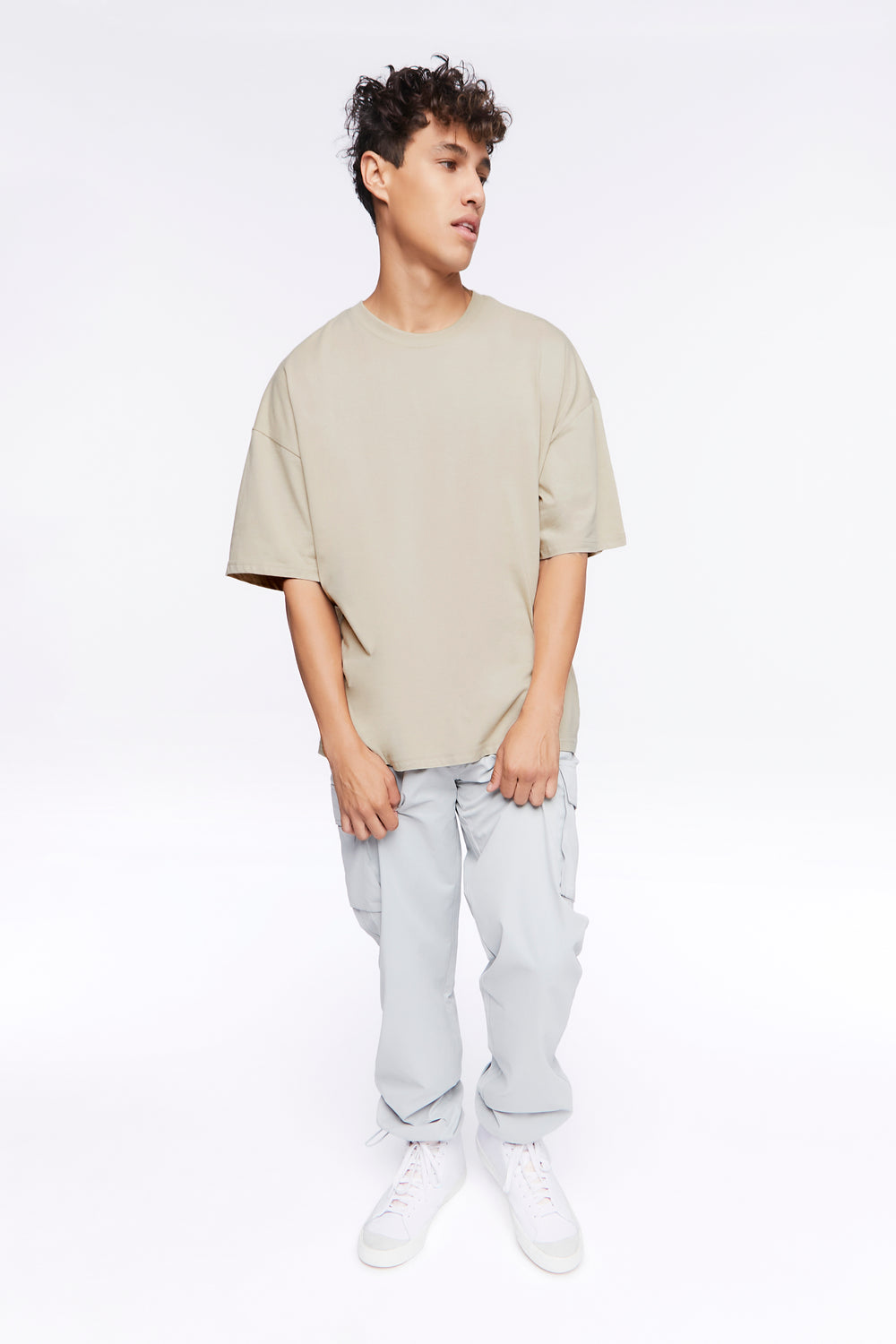 Oversized Cotton Crew Tee Taupe