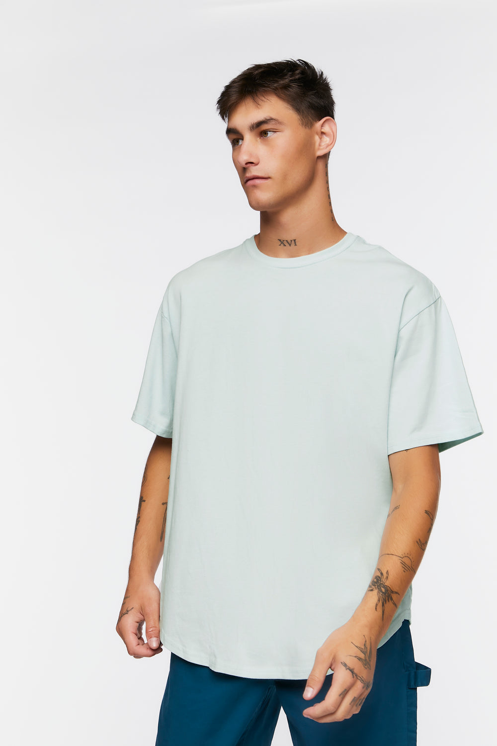 Scoop-Hem Crew Tee Light Blue