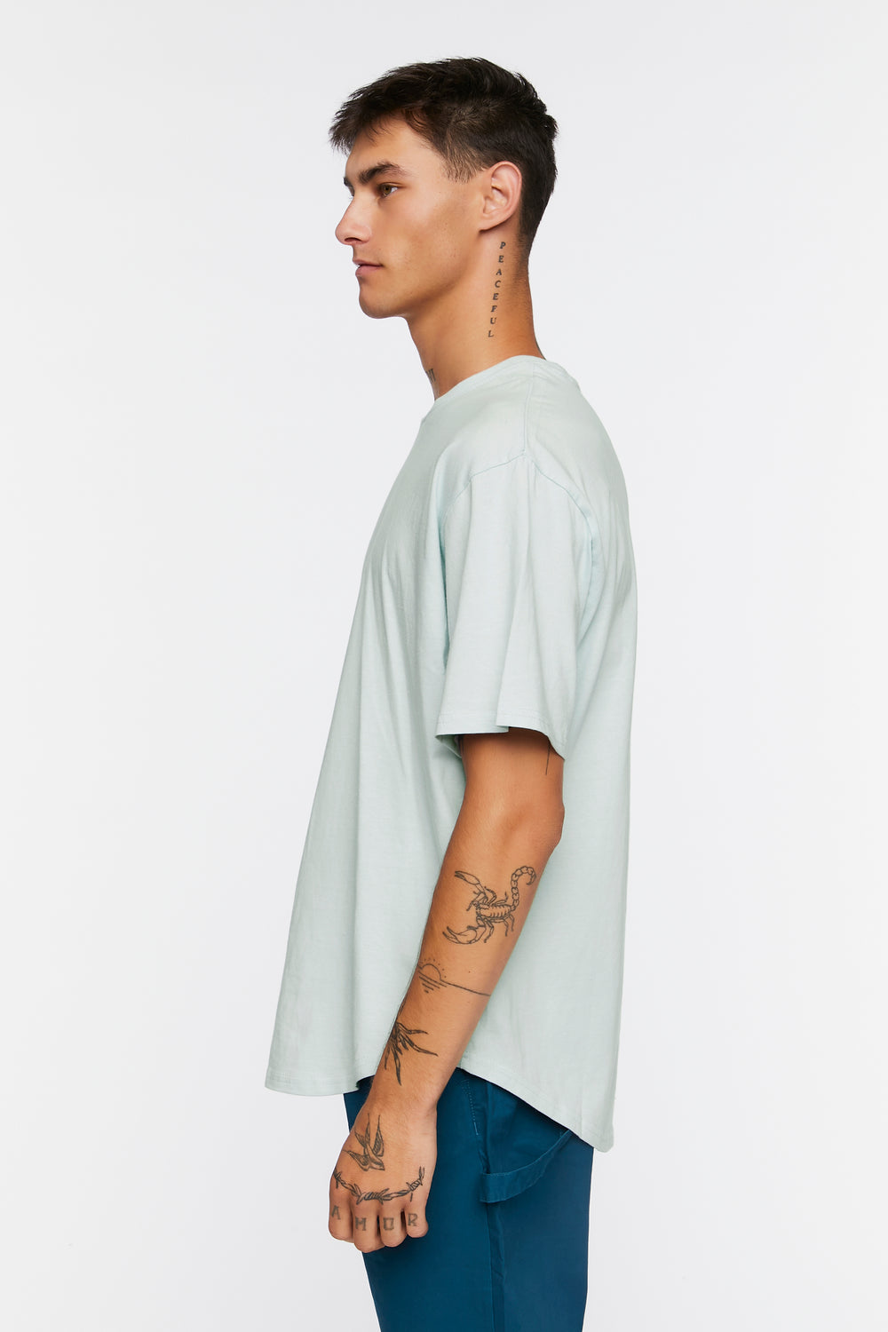 Scoop-Hem Crew Tee Light Blue