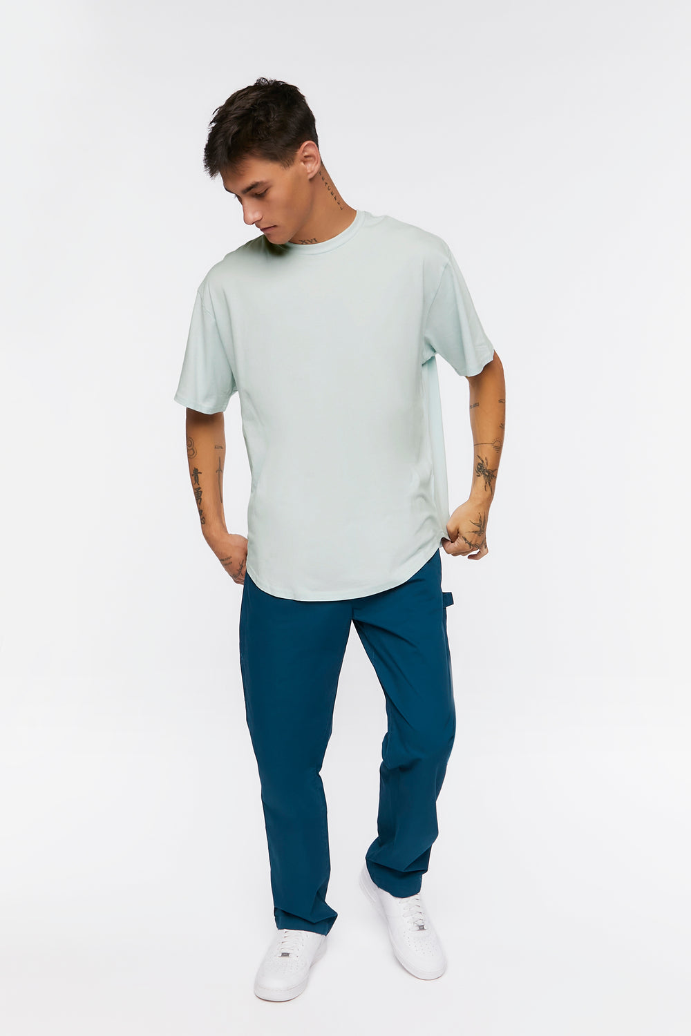 Scoop-Hem Crew Tee Light Blue