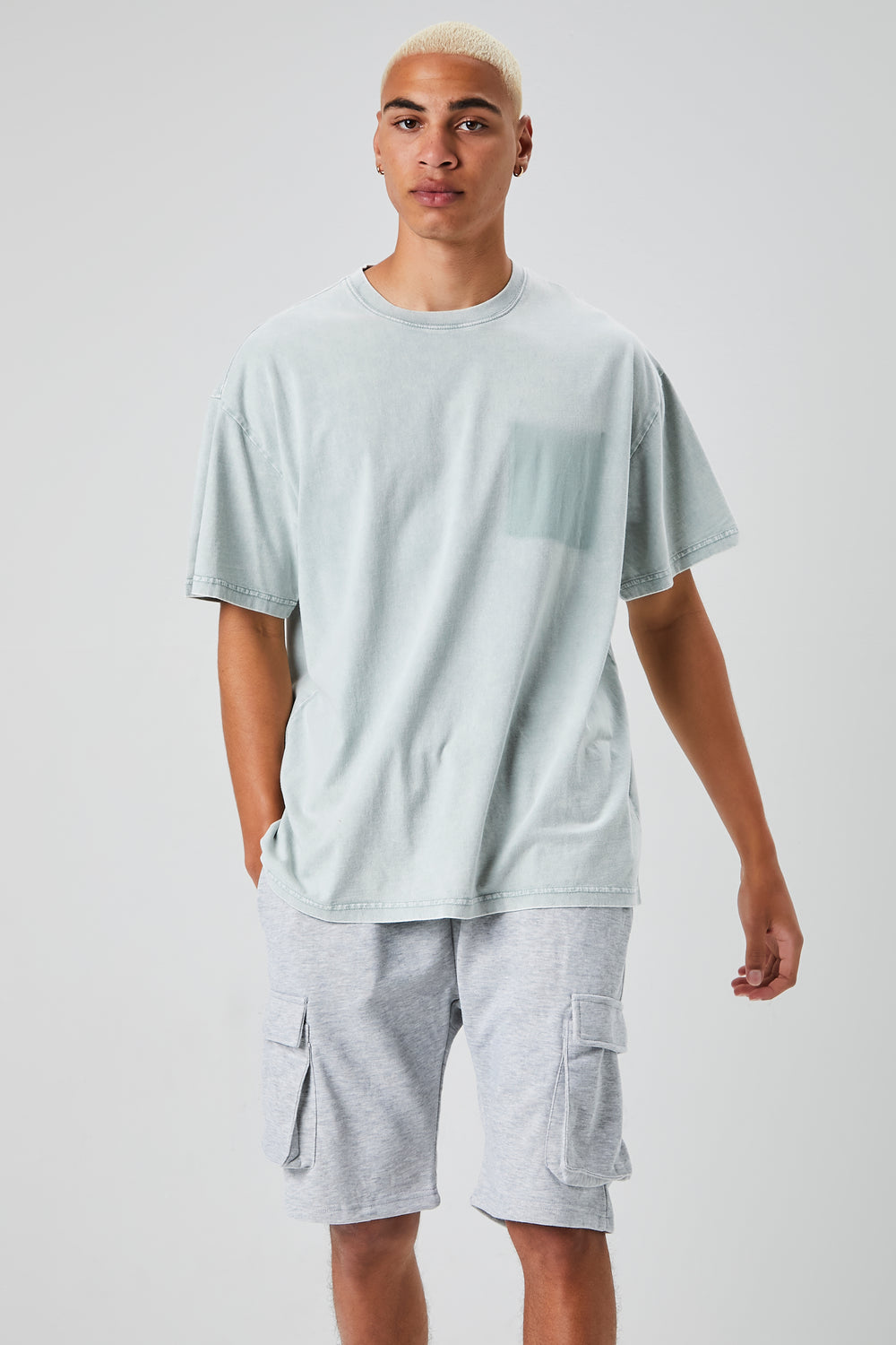 Mineral Wash Crew Neck Tee Light Grey