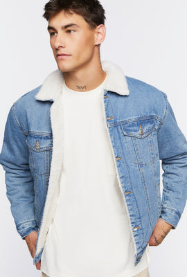 Link to Blouson En Denim Et Faux Sherling Bleu moyen