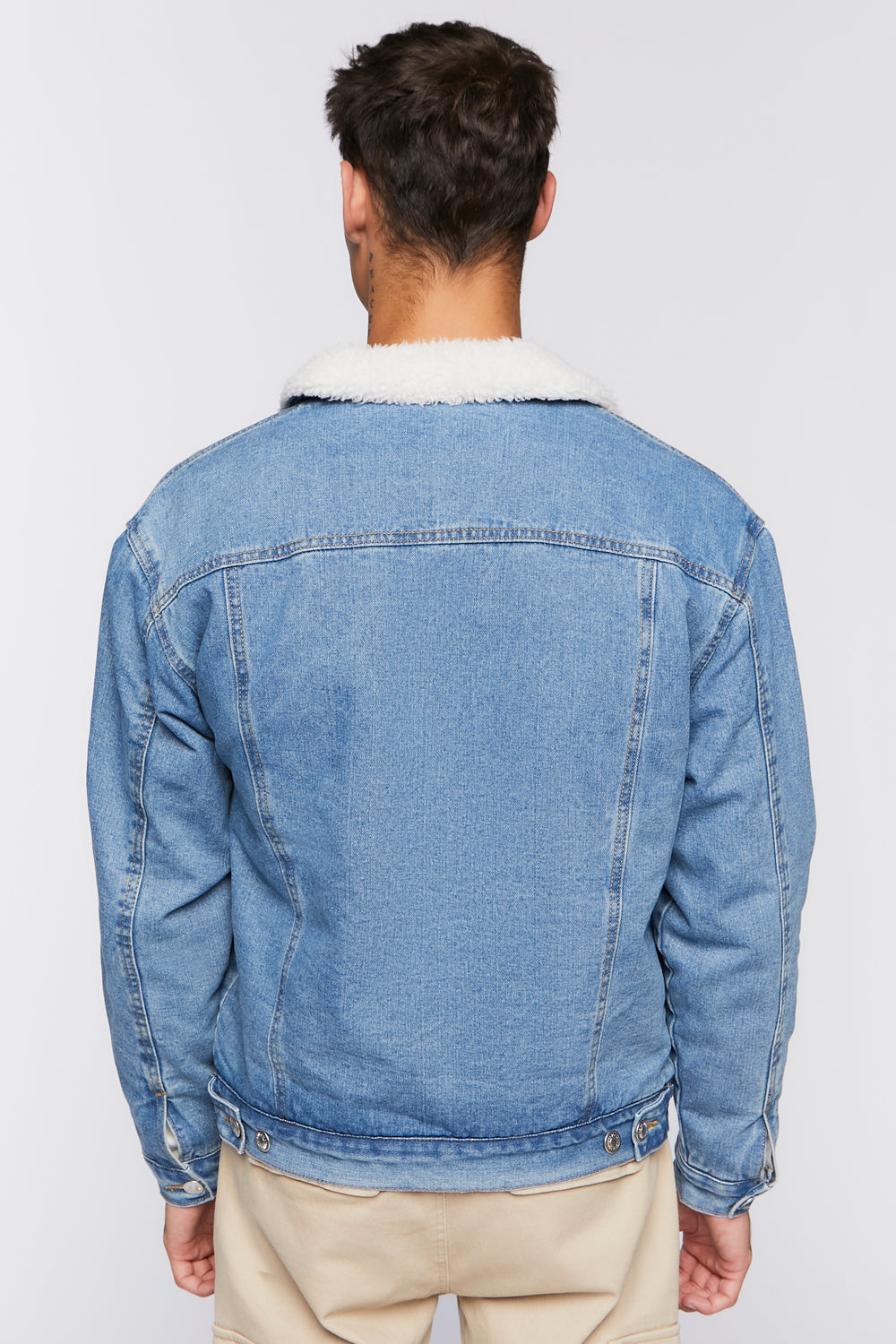 Denim Faux Shearling Jacket Medium Blue
