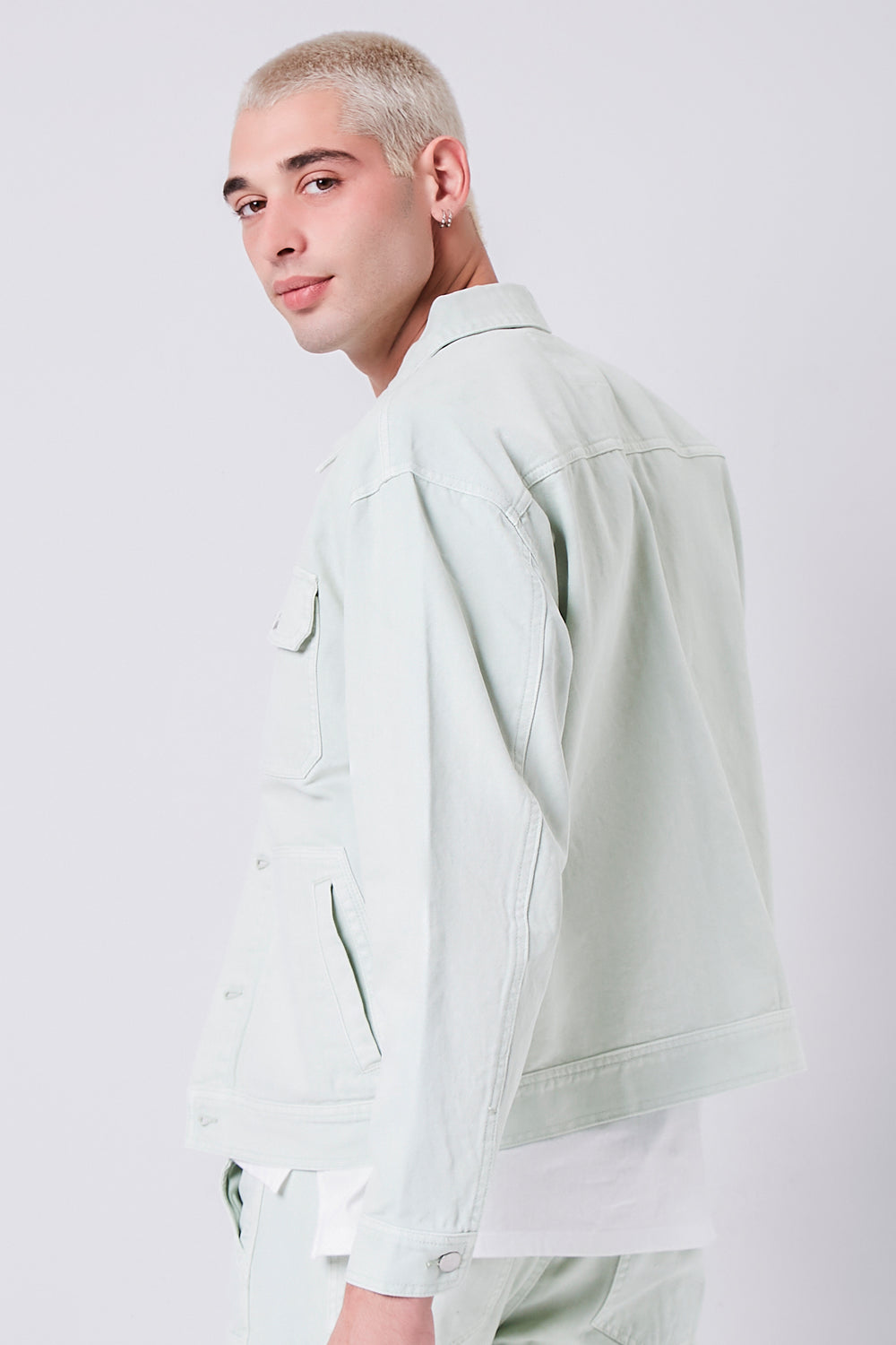 Pocket Button-Front Jacket Sage