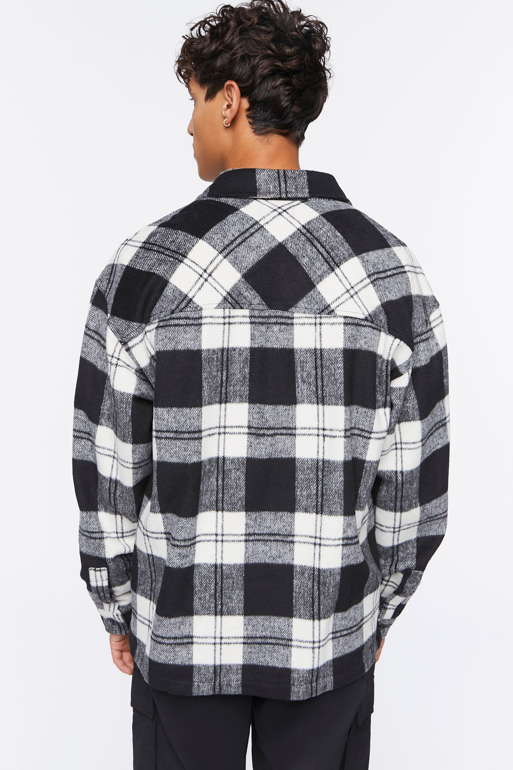 Plaid Button-Up Shirt Black