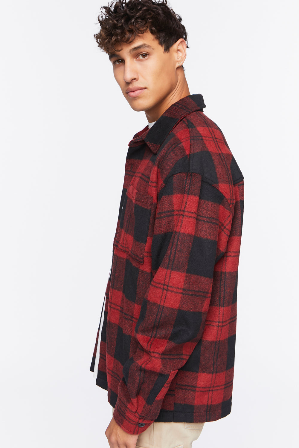 Plaid Button-Up Shirt Red