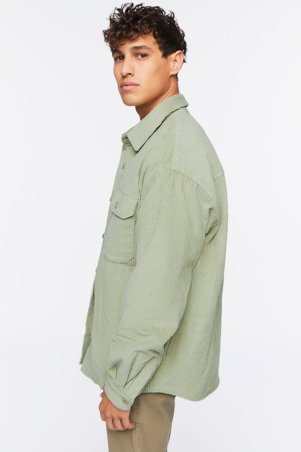 Corduroy Button-Up Jacket Sage