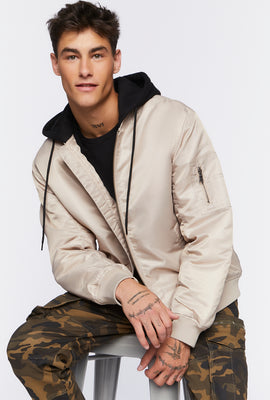 Link to Hooded Zip-Up Bomber Jacket Taupe