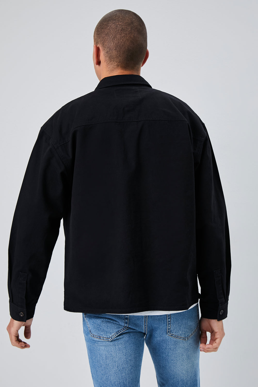 Drop-Sleeve Button Jacket Black