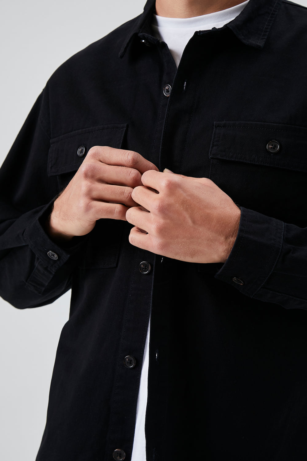 Drop-Sleeve Button Jacket Black