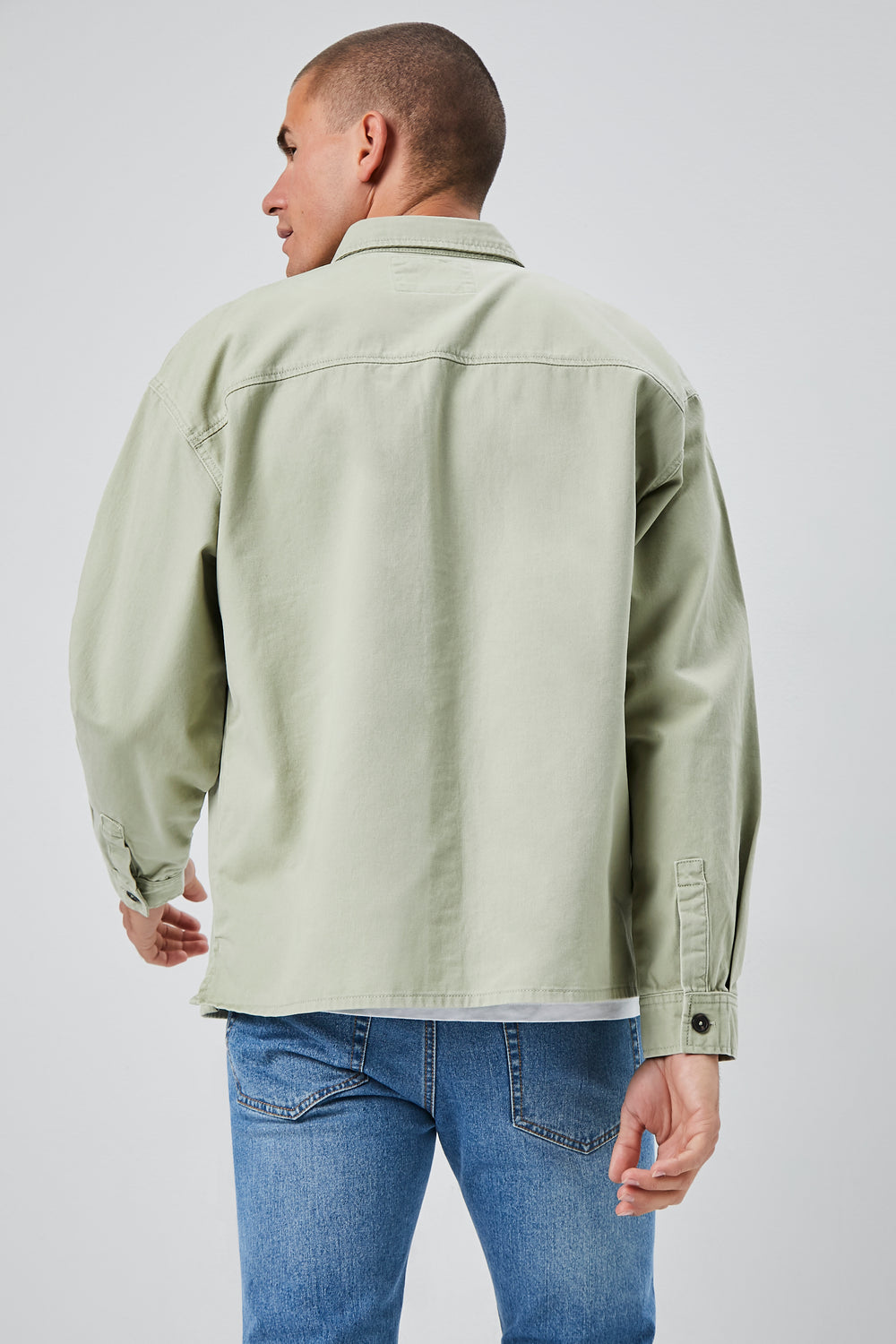 Drop-Sleeve Button Jacket Sage