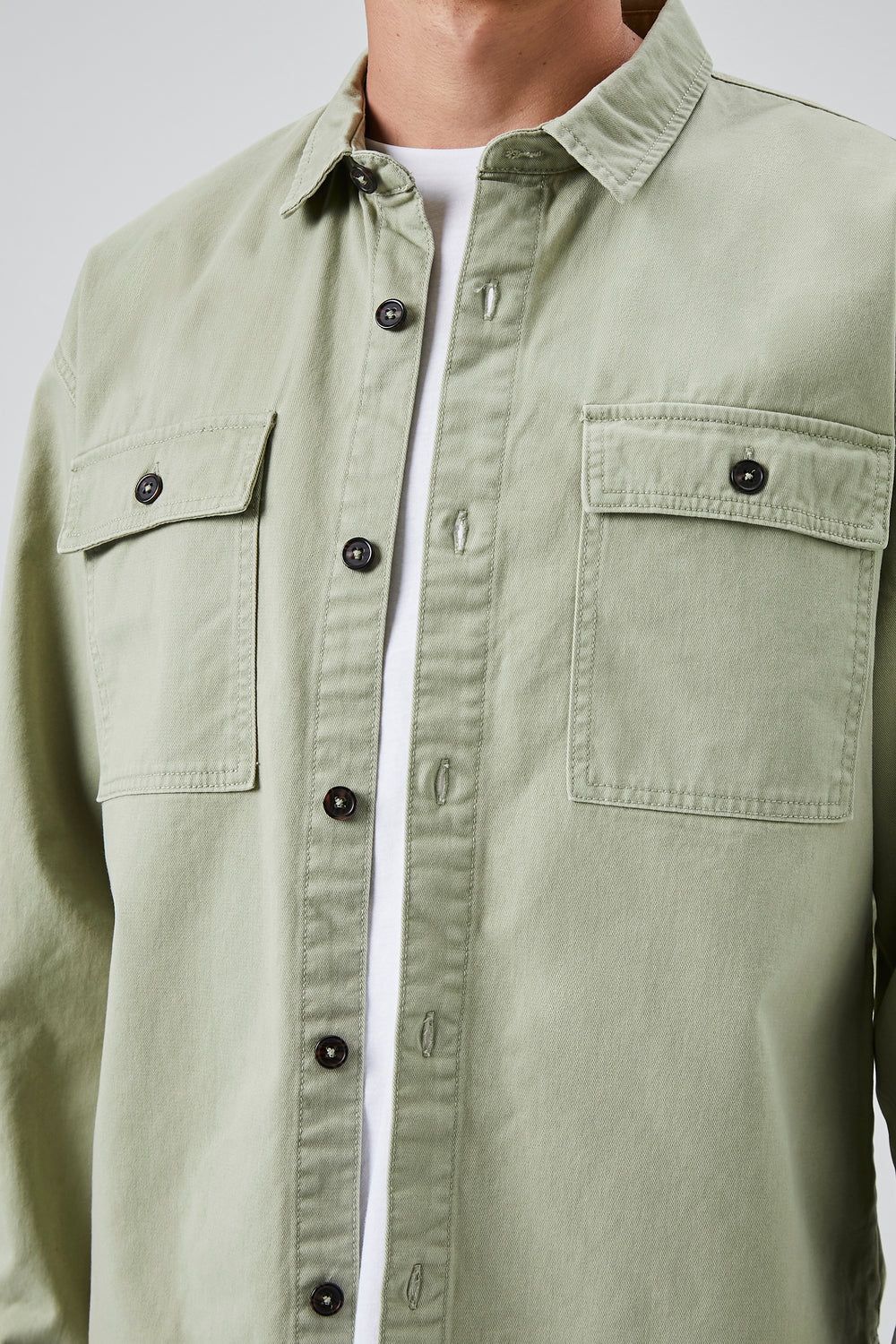 Drop-Sleeve Button Jacket Sage