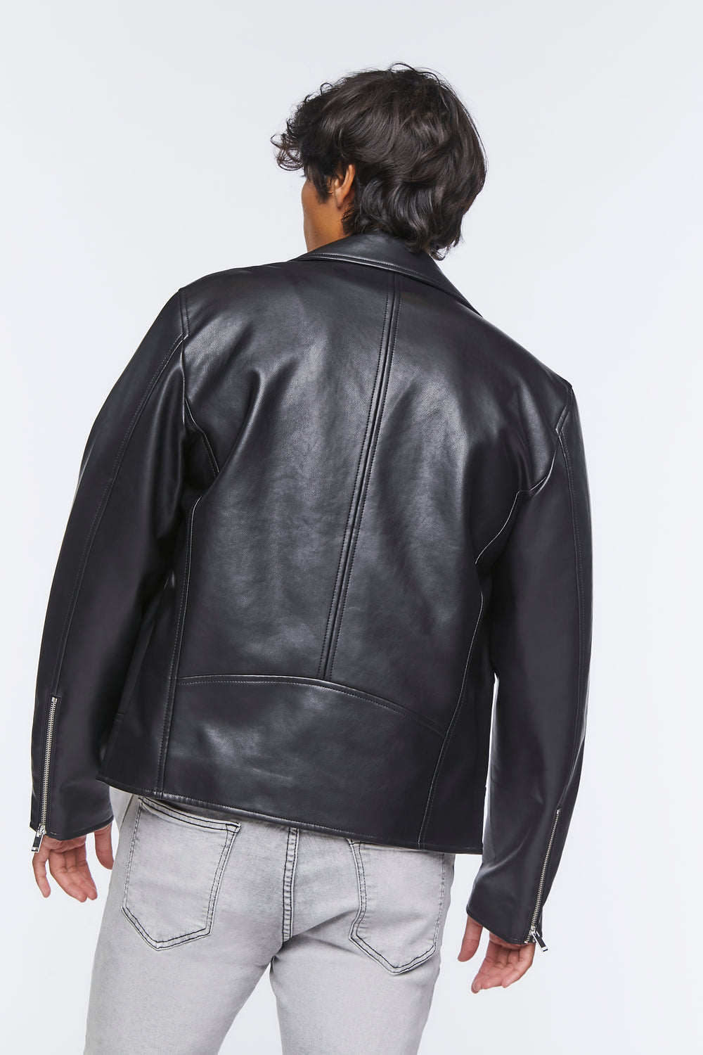 Faux Leather Moto Jacket Black