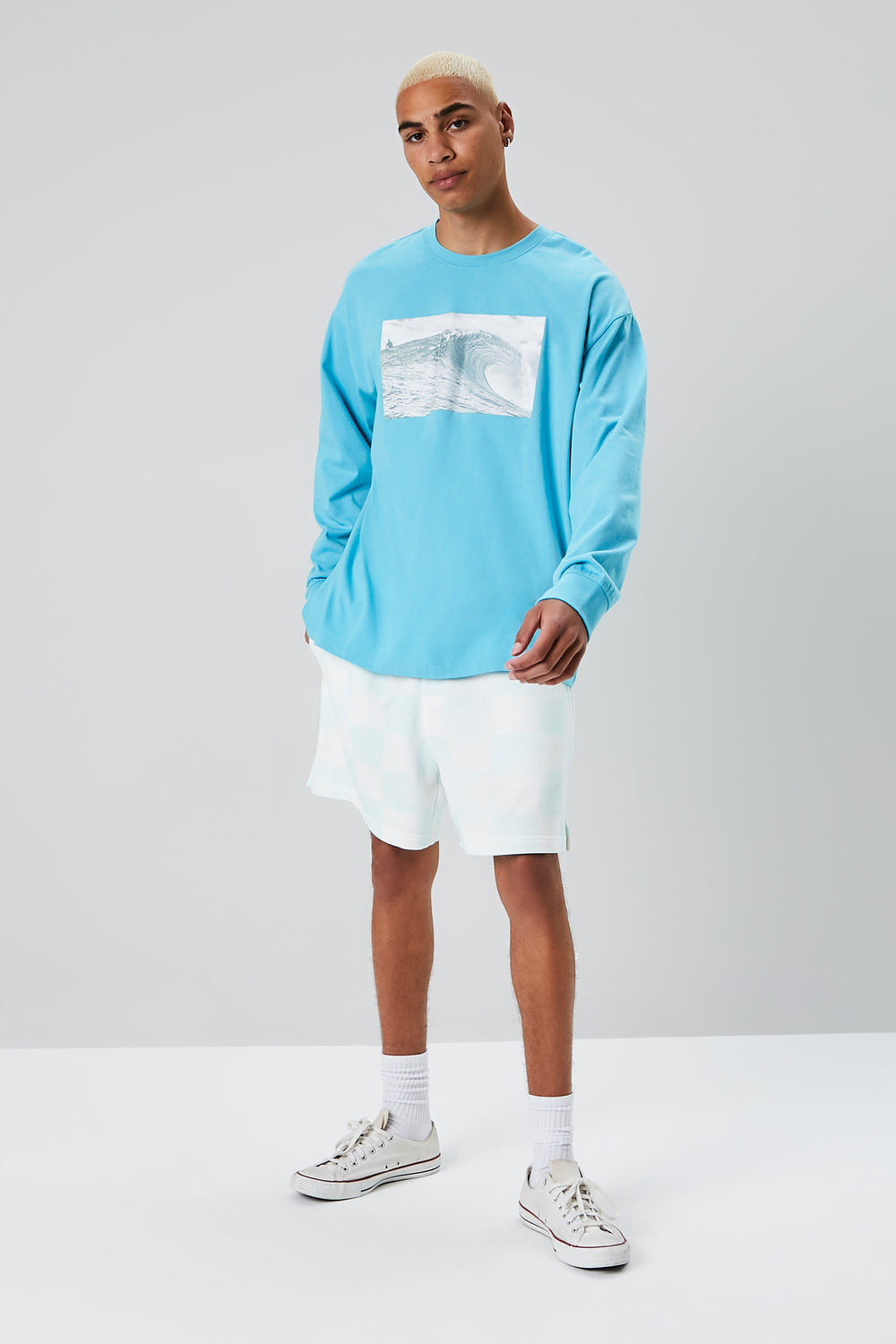 Summer Waves Graphic Long-Sleeve Tee Blue