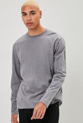 Link to Heathered Knit Long-Sleeve Tee Charcoal