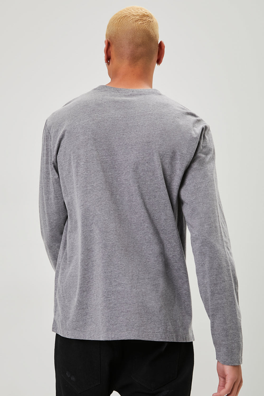 Heathered Knit Long-Sleeve Tee Charcoal