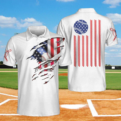 Baseball American Flag Polo Shirt - Hyperfavor