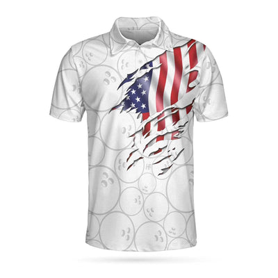 Bowling American Flag White Background Polo Shirt - Hyperfavor