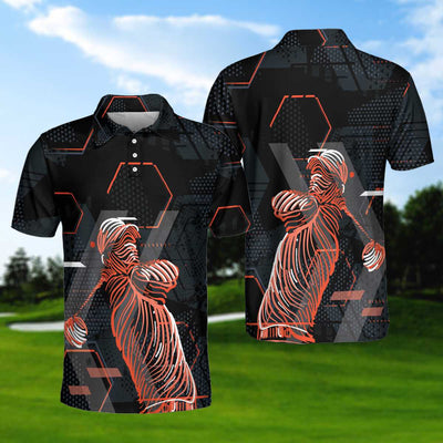 Digital Orange Golfer Golf Polo Shirt - Hyperfavor