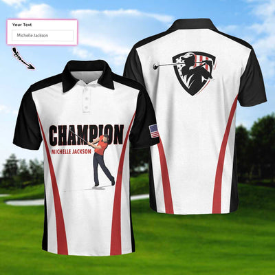 Personalized Red And White Logo American Flag Golf Custom Polo Shirt - Hyperfavor