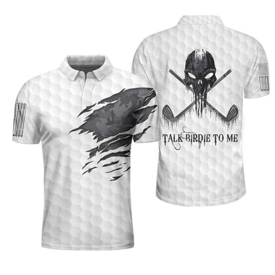 Ripped Vintage Golfing Skull Camouflaged Polo, Talk Birdie To Me M-Ver 3 Polo Shirt - Hyperfavor