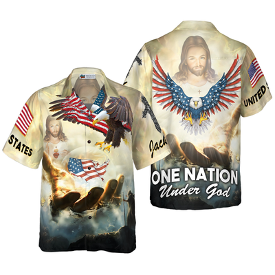 Personalized Name Christian One Nation Under God Custom Hawaiian Shirt - Hyperfavor