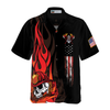 Firefighter Skull Flame Black American Flag Hawaiian Shirt, Fire Dept Logo Firefighter Hawaiian Shirt For Men - Hyperfavor