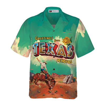 Greetings From Texas Custom Hawaiian Shirt, Cowboy Rodeo Texas Western Shirt, Texas Home Shirt For Men - Hyperfavor