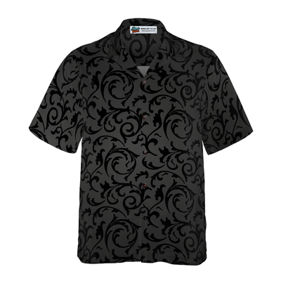 Black And Grey Seamless Floral Goth Style Hawaiian Shirt - Hyperfavor