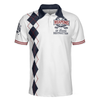 Weapons Of Grass Destruction Short Sleeve Polo Shirt, White And Navy Argyle Pattern Polo Shirt, Best Golf Shirt For Men - Hyperfavor