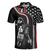 Reaper American Flag Short Sleeve Golf Polo Shirt, Black Theme Reaper Golfer Golf Shirt For Men - Hyperfavor