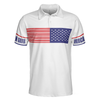 American Golfer Golfing Polo Shirt, Strips Barcode American Flag Polo Shirt, Patriotic Golf Shirt For Men - Hyperfavor