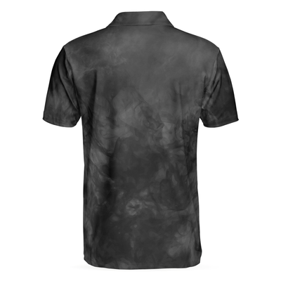 Cycling On Smoke Background Polo Shirt, Black And White Cycling Shirt For Men - Hyperfavor