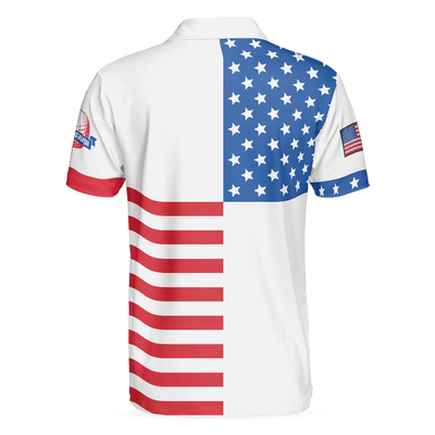 Horizontal Stripes Pattern Short Sleeve Golf Polo Shirt, American Flag Polo Shirt, Patriotic Golf Shirt For Men - Hyperfavor