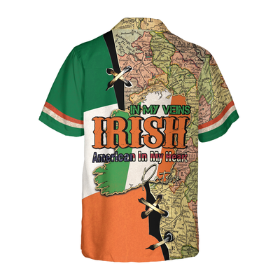Irish In My Veins American In My Heart Custom Hawaiian Shirt - Hyperfavor