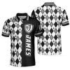 Personalized Golfaholic Custom Polo Shirt, Black And White Argyle Pattern Polo Shirt, Best Golf Shirt For Men - Hyperfavor