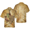 Texas State Map And Compass Pattern Hawaiian Shirt, Insignia State Of Texas Shirt, Texas Shirt For Men - Hyperfavor