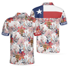 Texas Longhorn Bluebonnet and Armadillo Polo Shirt, Floral Texas State Polo Shirt, Texas Proud Shirt For Men - Hyperfavor